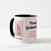 Mug Fière Godmère rose et noir bébé photo (Devant gauche)