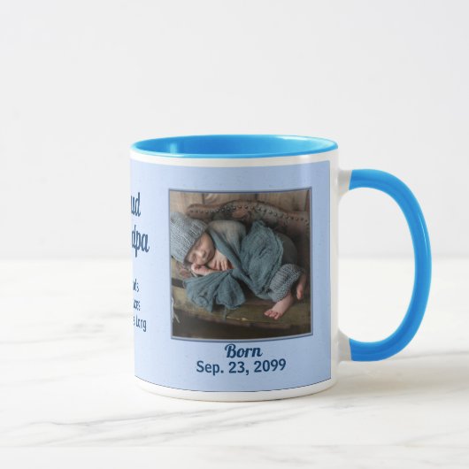 Mug Fière Grand-père Nouveau bébé Photo Bleue (Droite)