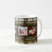 Mug Fière Nouveau Papa 4 Photo Plaid en Brown Co Deux  (Devant droit)