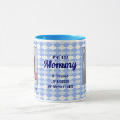 Mug Fière nouvelle maman Jacquard bleu bébé photo (Centre)