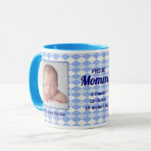 Mug Fière nouvelle maman Jacquard bleu bébé photo (Devant gauche)