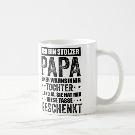 Mug Fière papa, père et fille Sort, cadeau (Droite)
