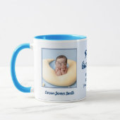 Mug Fière Parrain Nouveau bébé Bleu Photo (Gauche)