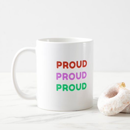Mug Fière pile colorée LGBTQ Fierté Rétro (Avec donut)