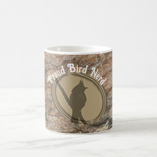Mug Fière silhouette d'ornithologue au grain de bois r