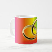 Mug Fierté d'arc-en-ciel avec des alliances d'or (Devant gauche)