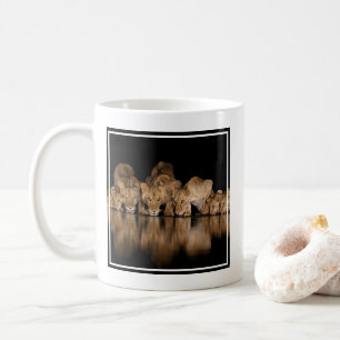 Mug Fierté de lions buvant au point d'eau la nuit