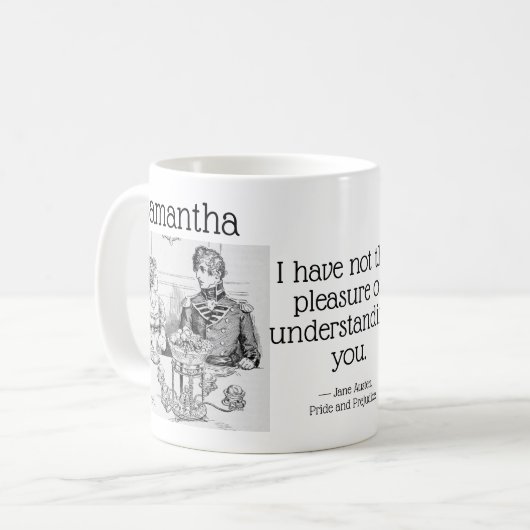Mug Fierté et préjugés Jane Austen Funny Nom du devis (Devant gauche)