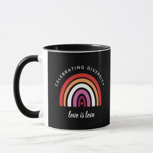 Mug Fierté lesbienne célébrant la diversité L'amour es (Gauche)