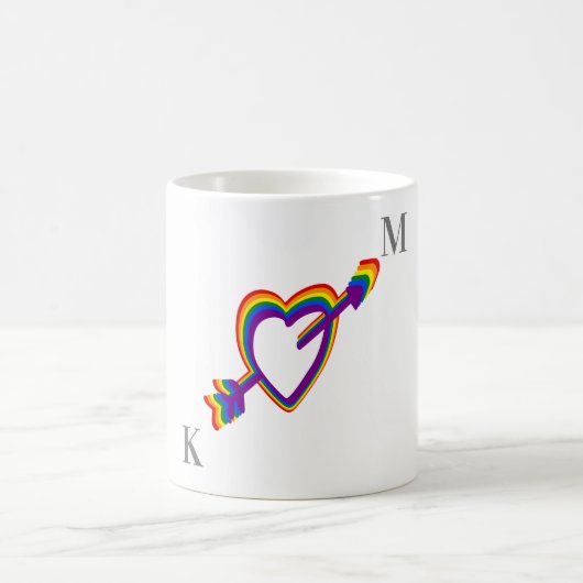 Mug Fierté LGBT Gay Mariage Coeur arc-en-ciel avec flè (Centre)