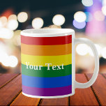 Mug Fierté LGBTQ  Arc-en-ciel Texte personnalisé<br><div class="desc">Ajoutez votre texte et créez facilement votre tasse de café orgueil personnalisée. Cliquez sur PERSONNALISER ULTÉRIEUR pour modifier la couleur ou la police du texte. Vous pouvez TRANSFÉRER ce DESIGN sur d'autres produits Zazzle et l'ajuster à la plupart des articles Zazzle. Vous pouvez également cliquer sur le bouton PERSONNALISER pour...</div>