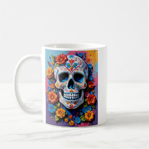 Mug Fiesta Art T Shirt au crâne de sucre floral