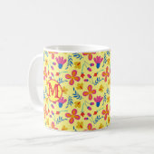 Mug Fiesta jaune Floral Customisé initial (Devant gauche)