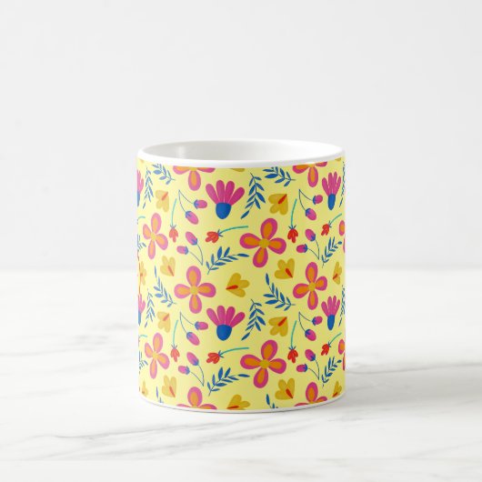 Mug Fiesta jaune Floral Customisé initial (Centre)