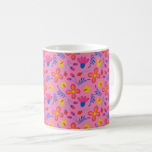 Mug Fiesta rose Floral Customisé initial (Devant droit)
