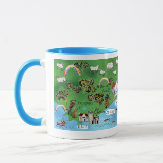 Mug Fife Coastal Path Scotland Map Watercolor Art (Gauche)