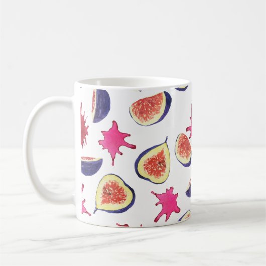 Mug Figes fraîches Aquarelle de jus rose (Gauche)
