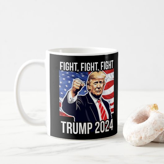 Mug Fight Fight Fight Donald Trump 2024 American Flag (Avec donut)