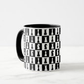 Mug Figures de jeu d'échecs motif noir et blanc (Devant gauche)