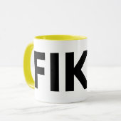 Mug FIKA Gras Musique jaune, noire et blanche (Devant gauche)
