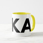 Mug FIKA Gras Musique jaune, noire et blanche (Devant droit)
