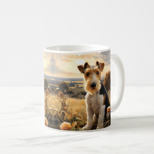 Mug Fil Cheveux Fox Terrier En Automne Campagne (Devant droit)