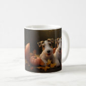 Mug Fil Fox Terrier Puppy Automne Citrouille de plaisi (Devant droit)
