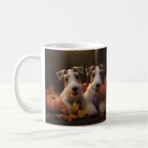 Mug Fil Fox Terrier Puppy Automne Citrouille de plaisi