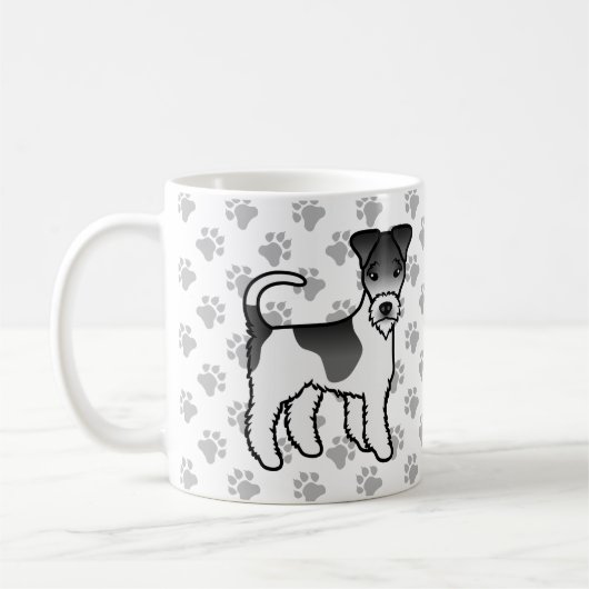 Mug Fil noir et blanc Renard Terrier mignon Dessin Car (Gauche)