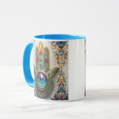 Mug Filigree couleur or bleu-vert troisième oeil Hamsa (Devant gauche)