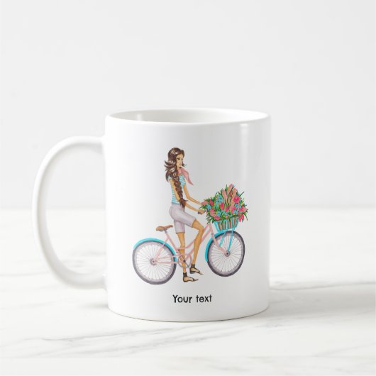 Mug Fille à bicyclette au printemps (Gauche)