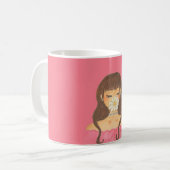 Mug Fille à la marguerite robe rose (Devant gauche)