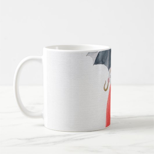 Mug Fille à la mode : Illustration de pluie parapluie (Gauche)