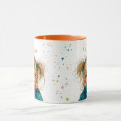 Mug Fille à l'aquarelle avec fleur Tout Nom (Centre)