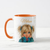 Mug Fille à l'aquarelle avec fleur Tout Nom (Gauche)