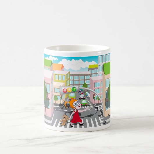 Mug Fille À Un Traversée Piétonne