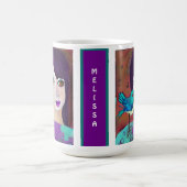 Mug Fille Abstraite & Oiseau Violet et Sarcelle Person (Centre)