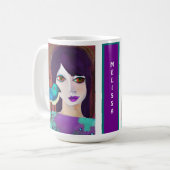 Mug Fille Abstraite & Oiseau Violet et Sarcelle Person (Devant gauche)