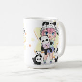 Mug Fille Anime Adorable Entourée de Jouets Panda (Devant droit)