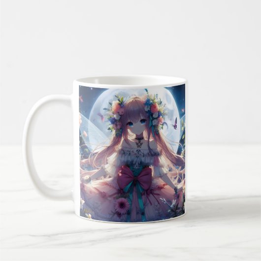 Mug Fille Anime Fleur Lune Fée (Gauche)