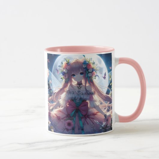 Mug Fille Anime Fleur Lune Fée (Droite)