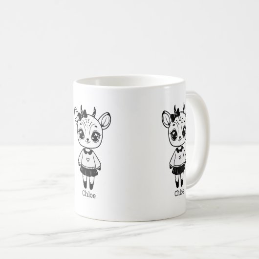 Mug Fille Antilope Adorable - Dessin Mignon à Croquer (Devant droit)