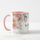 Mug Fille aquarelle florale 25e anniversaire rose chic (Gauche)