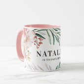 Mug Fille aquarelle florale 25e anniversaire rose chic (Devant gauche)