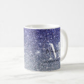 Mug Fille Argent Violet Ombre Parties scintillant Nom  (Devant droit)