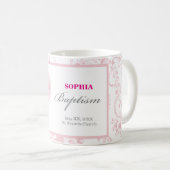 Mug Fille au baptême dentelle rose (Devant droit)