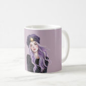 Mug Fille aux cheveux violets (Devant droit)