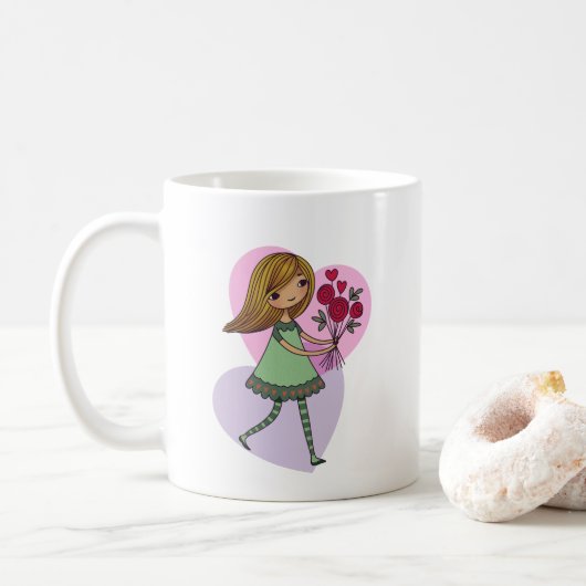 Mug Fille aux fleurs (Avec donut)