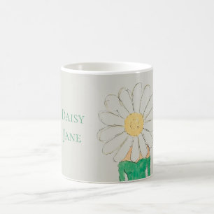 Mug Fille aux marguerites robe verte  