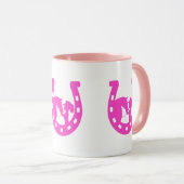 Mug Fille avec cheval et Casquette occidental Hot rose (Devant droit)